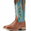 Ariat Ladies Almond Square Toe Turquoise Top Boot
