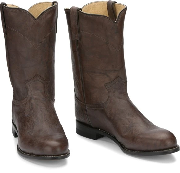 Justin Chocolate Deerlite Classic Roper Men's Boot 2 Justin Chocolate Deerlite Classic Roper Men's Boot - Image 2