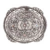 Oval Dotted Edge Floral Crystal Belt Buckle