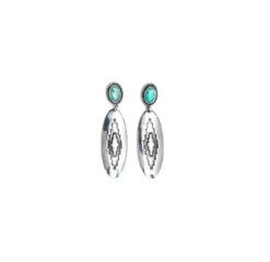 West & Co. 3" Oval Aztec Stamped Earring.