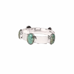 West And Co. Burnished Silver Bangle With 5 Turquoise Oval Stones