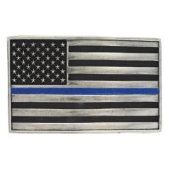 Montana Silversmiths Stand Behind The Blue Line Flag Attitude Buckle