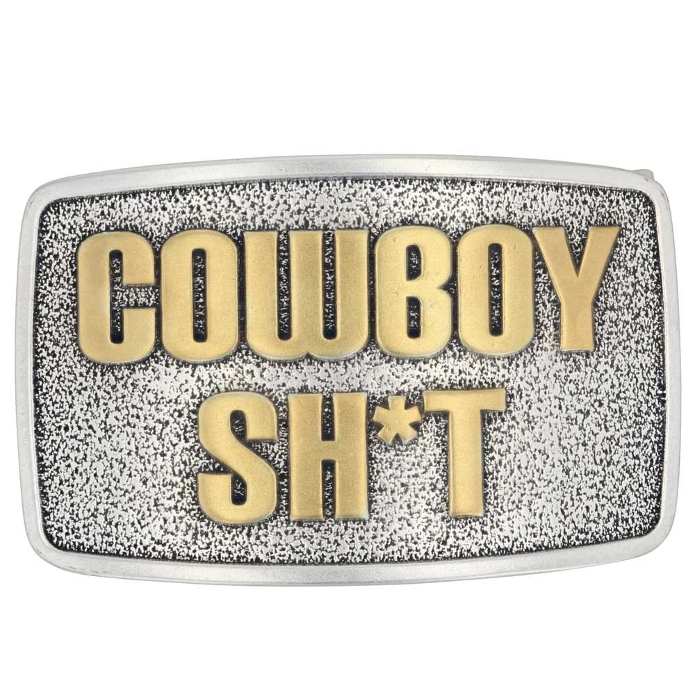 Montana Silversmiths Cowboy Sh*t Rectangular Attitude Belt Buckle 1 Montana Silversmiths Cowboy Sh*t Rectangular Attitude Belt Buckle