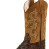 Old West Brown Caiman Print Children's Boot