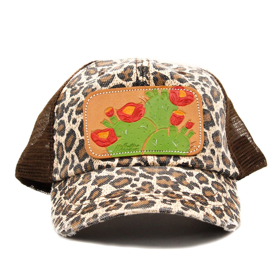Cactus Red Bloom Leather Patch Cap 2 Cactus Red Bloom Leather Patch Cap - Image 2