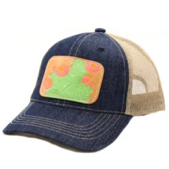 Cactus Coral Bloom Leather Patch Cap