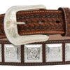Brown Distressed Wide Concho Men's Belt