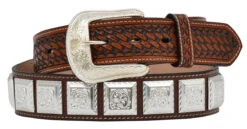 Brown Distressed Wide Concho Men's Belt