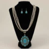 Triple Strand Turquoise Beaded Jewelry Set