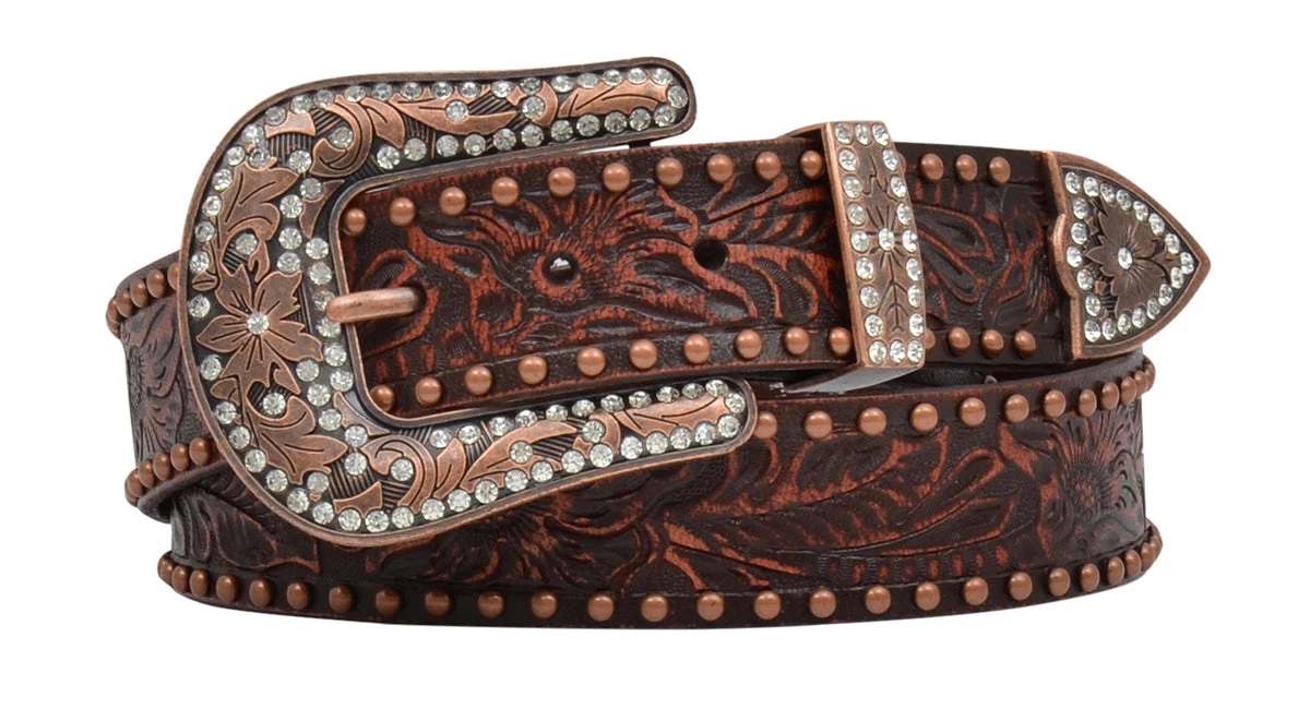 Dark Brown Floral Ladies' Belt 1 Dark Brown Floral Ladies' Belt