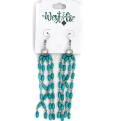 West & Company 5" Green Beaded Tassel Earrings