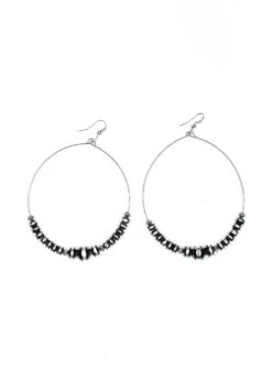 West & Company Black And Silver Beaded Wire Hoop Earring