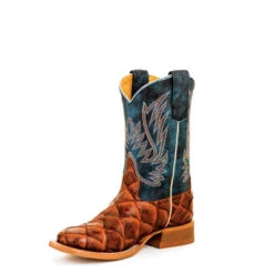 HorsePower Cognac Fish Print Children's Boot