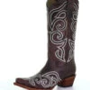 Corral Boots Circle G Brown White Embroidered Ladies' Boot
