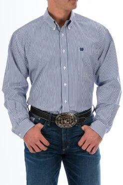 Cinch Blue Stripe Classic Fit Men's Shirt