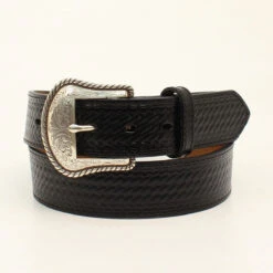 Nocona Black Basketweave Embossed Men's Belt
