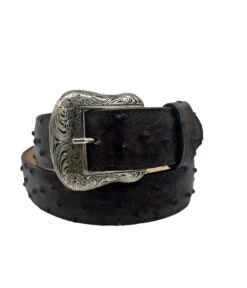 Tanner Mark Rustic Brown Ostrich Print Belt