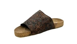 Roper Ladies' Cognac Tooled Leather Sandal
