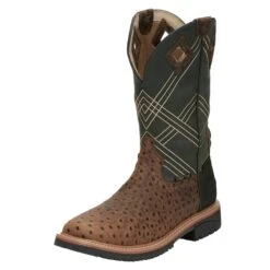 Justin Ostrich Print Comp Toe Work Boot