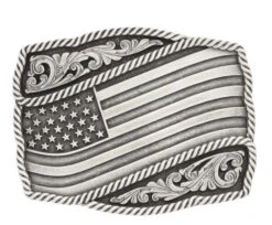 Montana Silversmiths Classic Impressions Waving American Flag Attitude Buckle