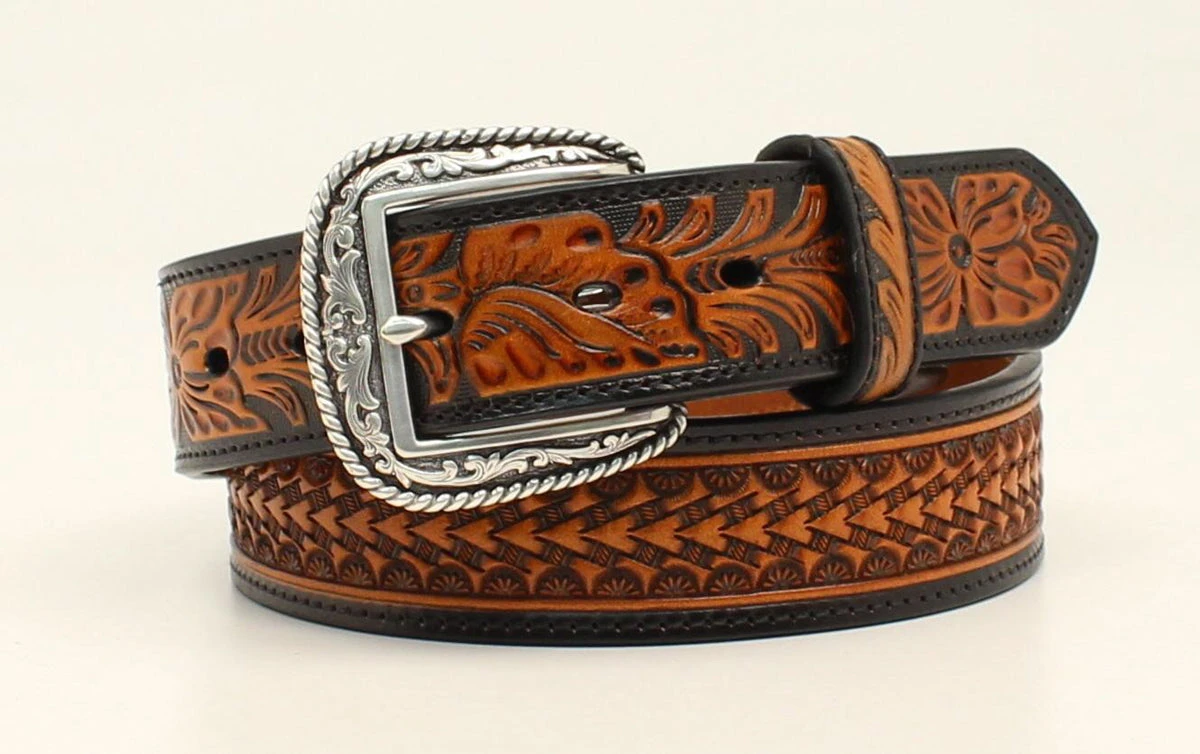 Ariat Embossed Floral Black Men's Belt 1 Ariat Embossed Floral Black Men's Belt