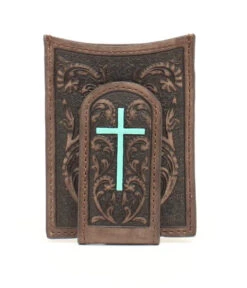 Ariat Money Clip Embossed Turquoise Wallet