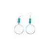West And Co. " Silver Hoop Earring W/ Turquoise Beaded Accent On Fishook