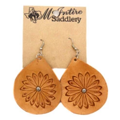 Silver Spot Pinwheel Leather Bell Earrings