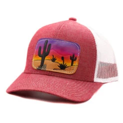 Sunset Dark Leather Patch Cap