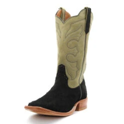 Rios Of Mercedes Exclusive Black Suede Full Quill Ostrich Men's Boot