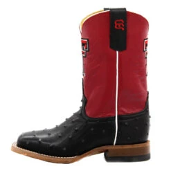 Anderson Bean Texas Tech Exclusive Black Full Quill Ostrich Print Children's Boot -Denim Clothing Store i xVn3dZP X2