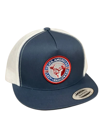 Lazy J Ranch Wear Navy & White 4" Tejas Patch Cap 1 Lazy J Ranch Wear Navy & White 4" Tejas Patch Cap